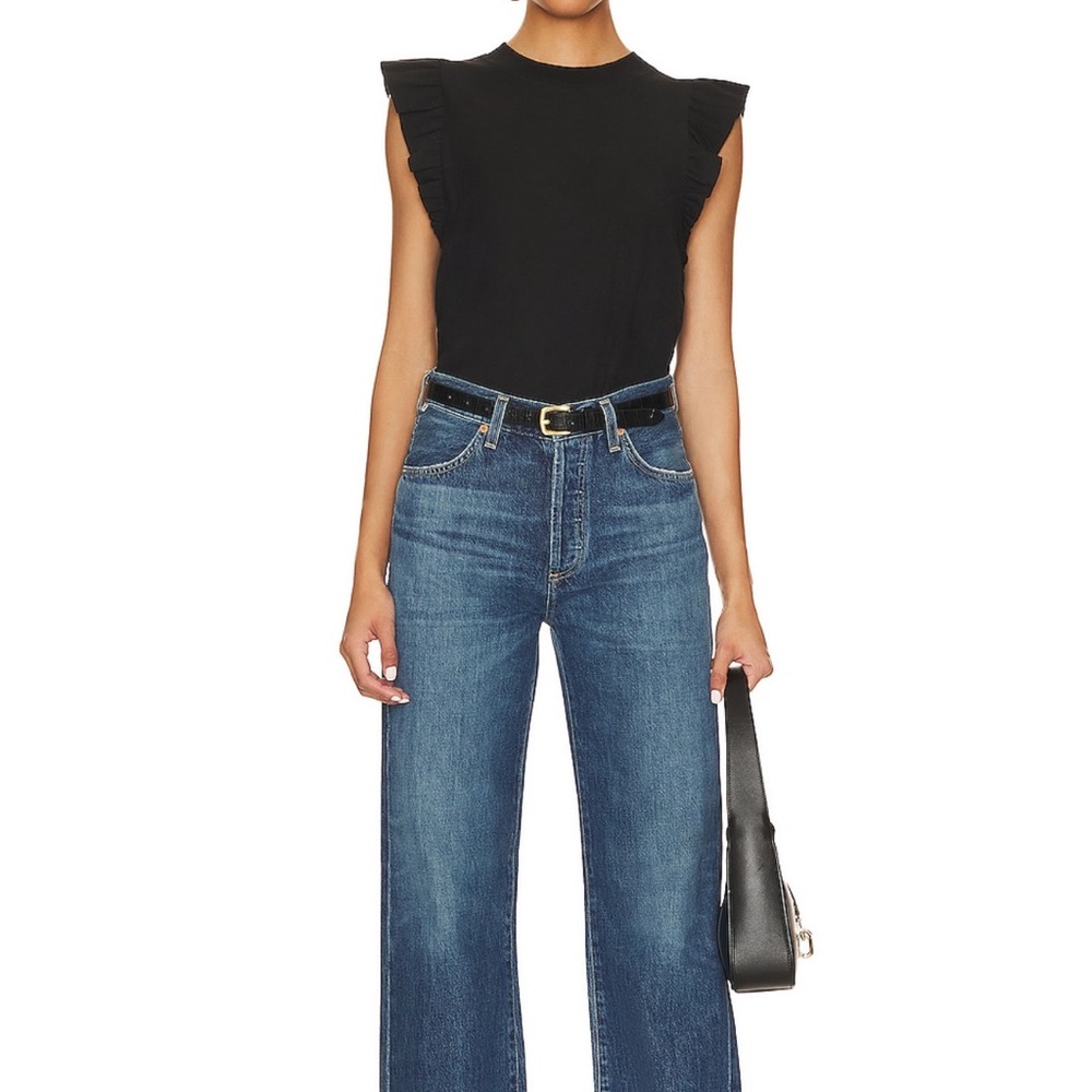 Nation LTD Black Ruffle Sleeve Tank Top - Picture 2 of 9